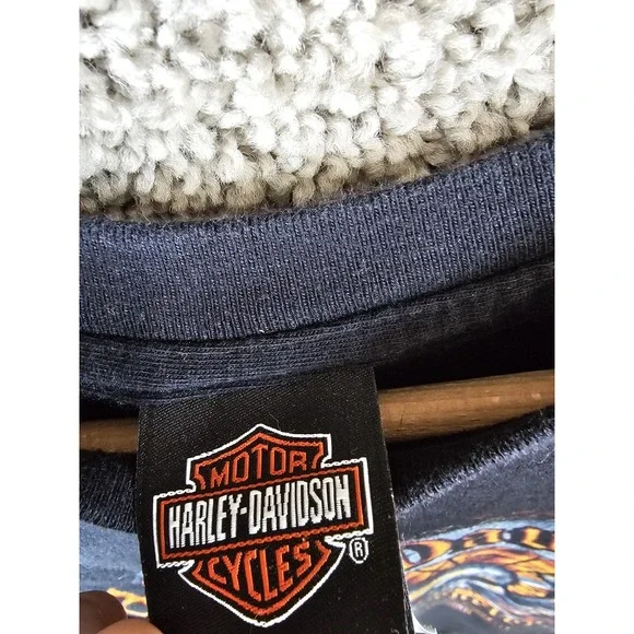 Harley Davidson Pirate Skull Sword Cross Black Shirt Size Large Duluth MN - Picture 6 of 11